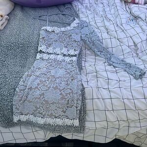 White lace prom dress